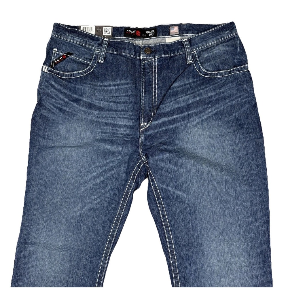 Ariat FR M4 Jeans Mens 42x36 Blue Denim Work Cat2 Relaxed Boot Cut